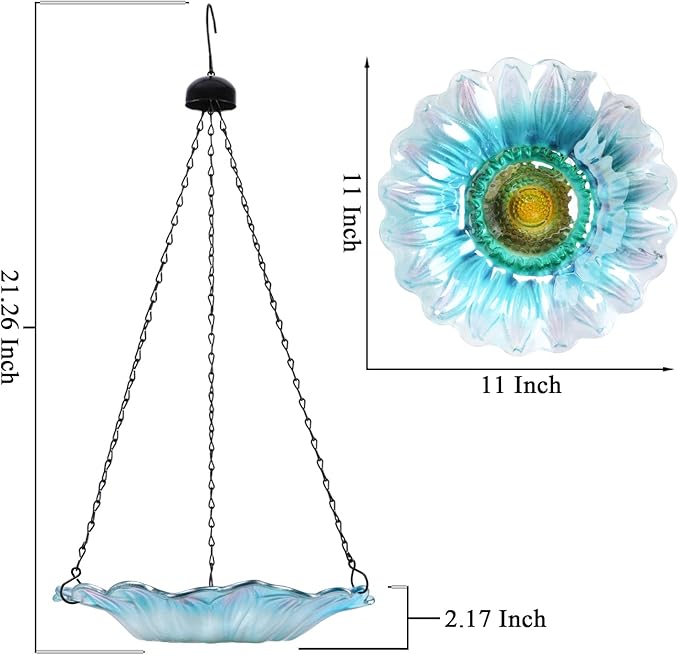 VCUTEKA Bird Bath, Glass Hanging Bird Baths - Image 2