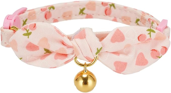 Cotton Bowtie Cat Collar with Bell 2 Pack Adjustable Breakaway Kitten Collars - Image 3