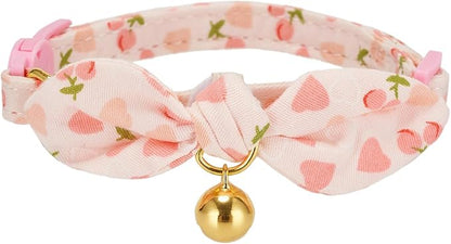 Cotton Bowtie Cat Collar with Bell 2 Pack Adjustable Breakaway Kitten Collars - Image 3