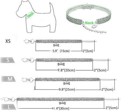 Pet Collar with Diamonds, Adjustable Crystal Diamond Elastic Heart Claw Pendant - Image 4