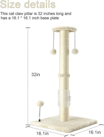 PEEKAB 32" Tall Cat Scratching Post Sisal Rope Scratch Posts - Image 3
