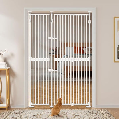unipaws 75" High Extra Tall Cat Gate, Auto Closing and No Drilling Safety Gate by unipaws
