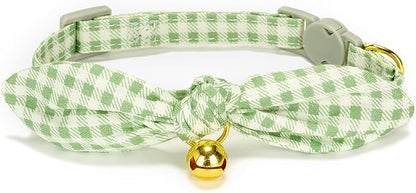 Bowtie Cat Collar with Bell, 2 Pack Cotton Breakaway Kitten Collars with - Image 2