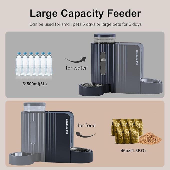 Gardner Pet Automatic Gravity Cat Food Feeder and Water Dispenser Stainless - Image 3