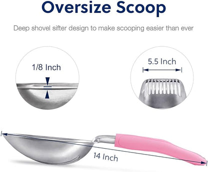 WePet Cat Litter Scoop, Aluminum Alloy Sifter, Kitty Metal Scooper, Deep Shovel - Image 2