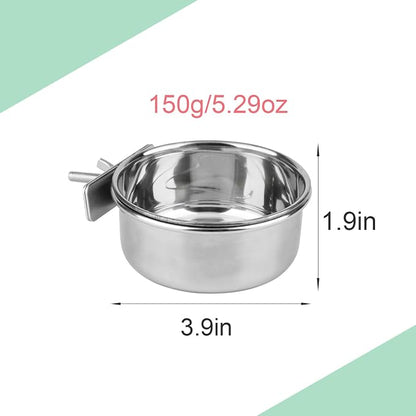 Hypeety Pet Bird Food Feeding and Drinking Hanging Cup Clamp Holder Stainless - Image 2
