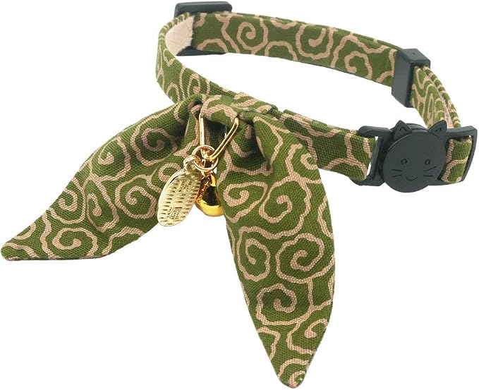 PetSoKoo Bunny Ears Cat Collar, Japan Lucky ‘開三運’ Charm. Safety Breakaway by PetSoKoo