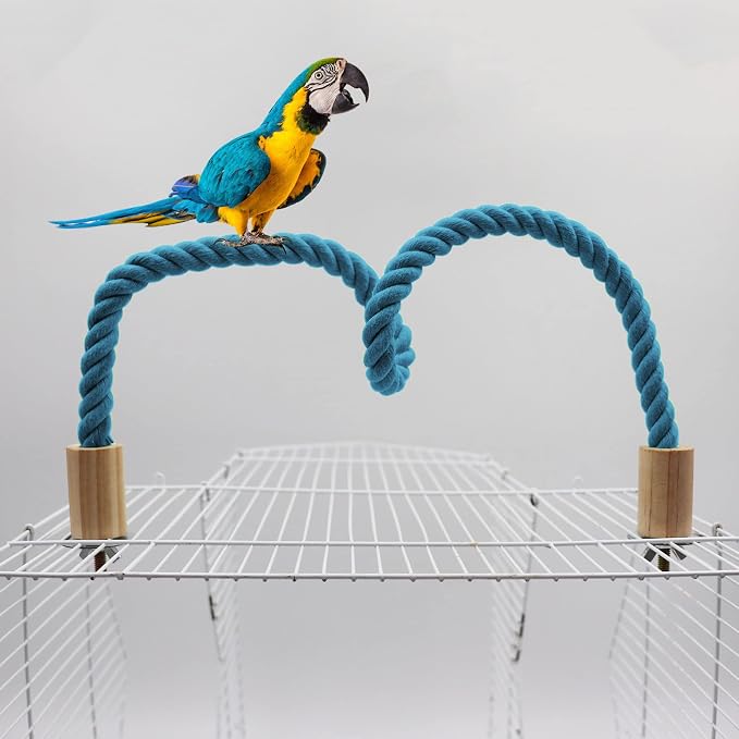2 Pack Bird Rope Perch & Swing, Bird Cage Stand Pole Accessories, Climbing Toy - Image 3