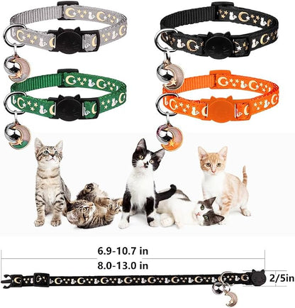 4PCS Cat Collar with Bells, Breakaway Cat Collars, Kitten Collar with Bell - Image 5