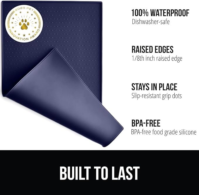 GORILLA GRIP 100% Waterproof Raised Edge BPA Free Silicone Pet Feeding Mat - Image 2
