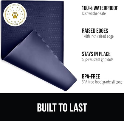 GORILLA GRIP 100% Waterproof Raised Edge BPA Free Silicone Pet Feeding Mat - Image 2
