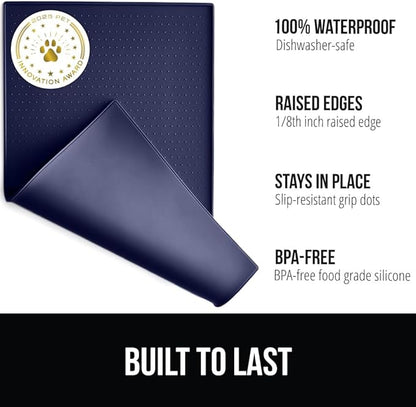 GORILLA GRIP 100% Waterproof Raised Edge BPA Free Silicone Pet Feeding Mat - Image 2