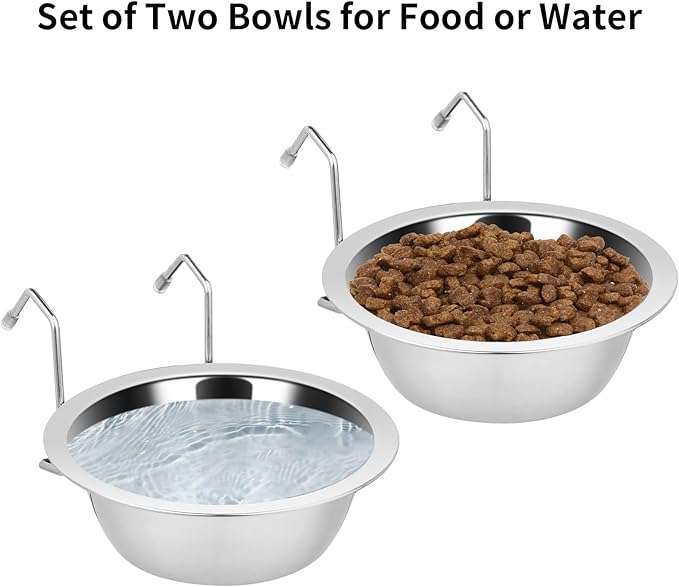 2PCS Kennel Water Bowl Hanging, Stainless Steel Puppy Bowls - Image 4
