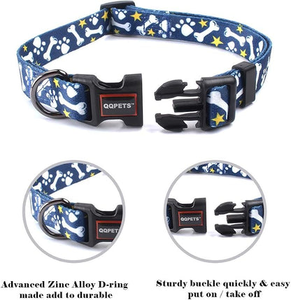 QQPETS Adjustable Soft Dog Collar: Print Flower Pink Multicolor Cute Patterns - Image 2