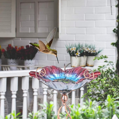 MUMTOP 31 Inch Height Glass Birdbath Birdfeeder - Image 4