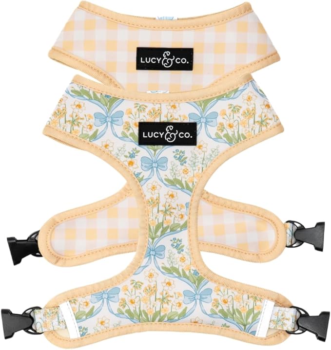 Lucy & Co. Sunshine and Daffodils Reversible Dog Harness, Adjustable Comfort Fit by LucyCo