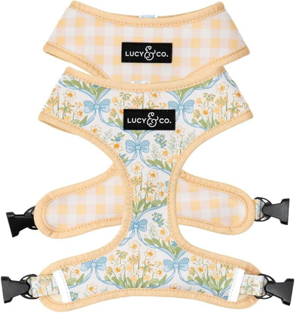 Lucy & Co. Sunshine and Daffodils Reversible Dog Harness, Adjustable Comfort Fit by LucyCo