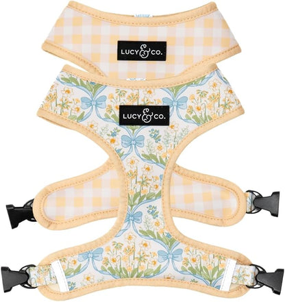 Lucy & Co. Sunshine and Daffodils Reversible Dog Harness, Adjustable Comfort Fit by LucyCo