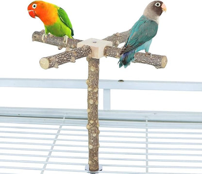 Bird Perch Stand Toy, Interactive Spinning Bird Toys, Wooden Parrot Perch - Image 2
