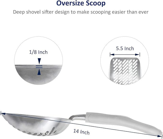 WePet Cat Litter Scoop, Aluminum Alloy Sifter, Kitty Metal Scooper, Deep Shovel - Image 2