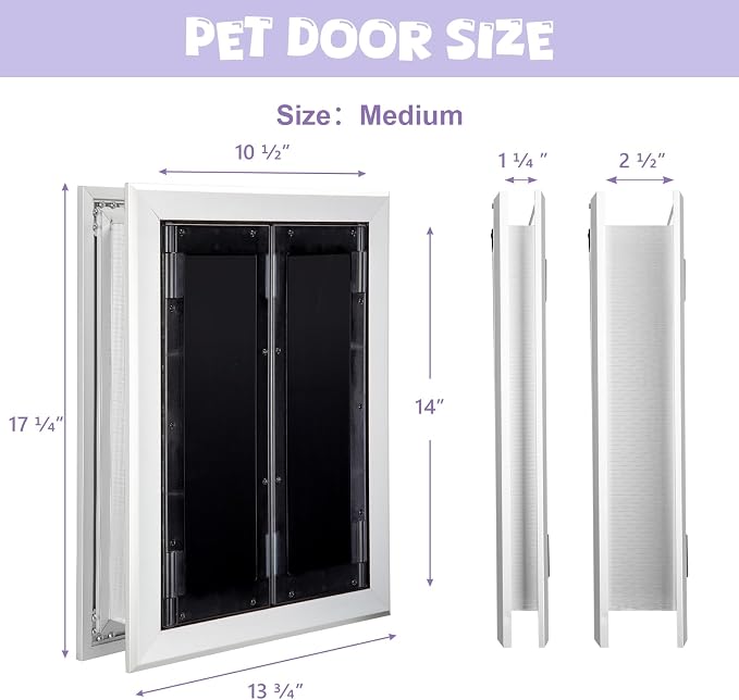 Sliver Pet Door with Panels, Aluminum Dog Door with Automatic Closing Magnetic - Image 2