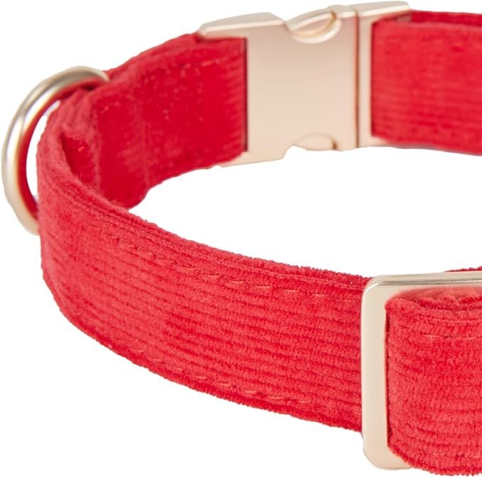 Soft Cotton Dog Collar with Metal Buckle Adjustable Heavy Duty Comfy Corduroy - Image 6