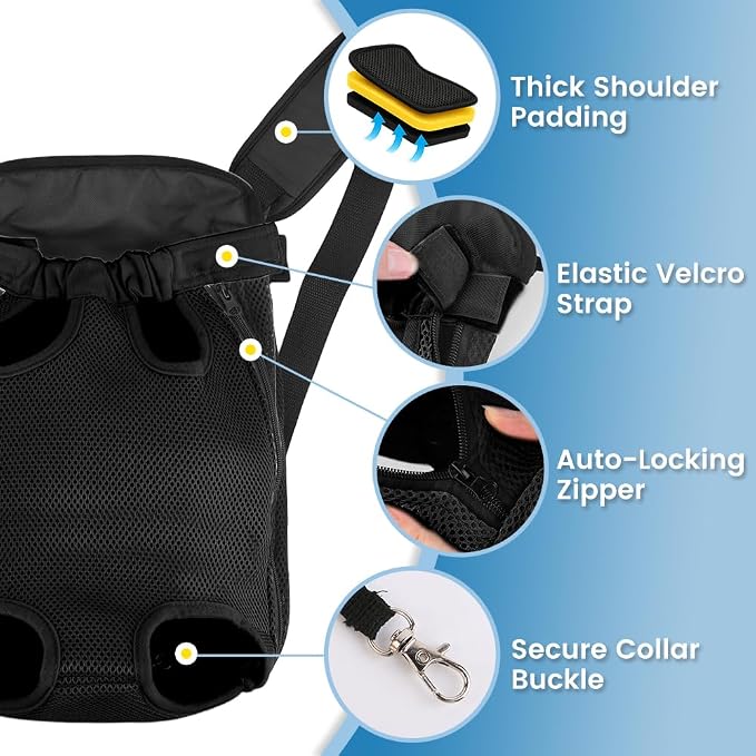 Dog Backpack Carrier, Adjustable Pet Front Carriers, Legs Out Carrying Sling - Image 5