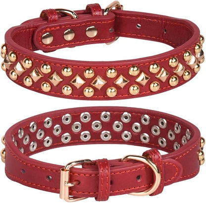 Spiked Dog Collar Soft Pu Leather Mushrooms Rivet Spike Studded Puppy by Unknown