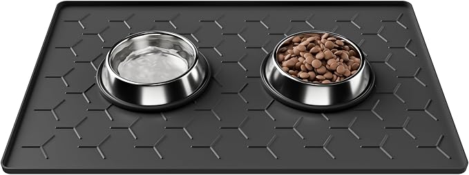 Pieviev 24''x16'' Dog Cat Food Bowl Mat, Silicone Waterproof Food Grade Pet by Pieviev