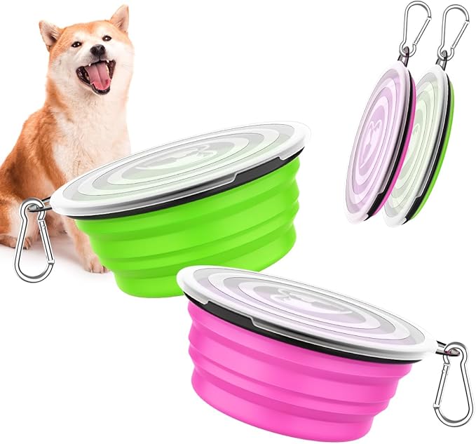 Pawaboo Collapsible Dog Bowls 2 Pack, Silicone Feeding Watering Bowls by Pawaboo