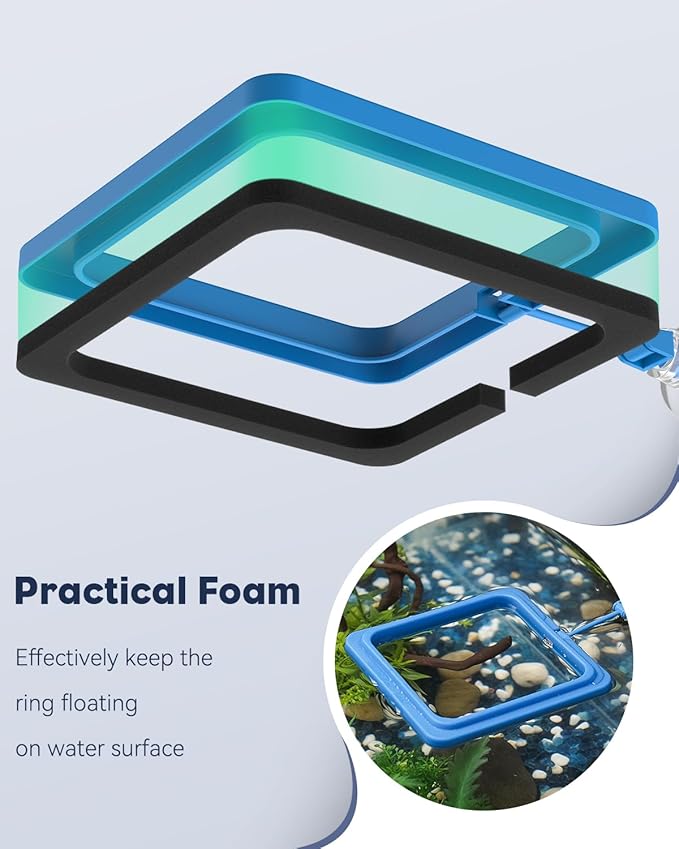Pawfly 2 Pcs Fish Feeding Ring for Aquarium – Round and Square Floating Food - Image 2