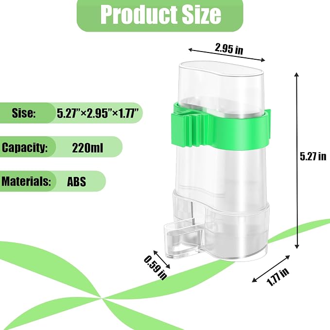 CLPOAWC Bird Water Dispenser, Bird Cage Feeder, Parakeet Cage Accessories - Image 2