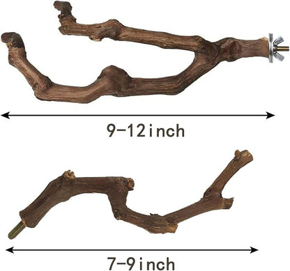 kathson Natural Parrot Perch Bird Stand Pole Wild Grape Stick Paw Grinding Fork - Image 2