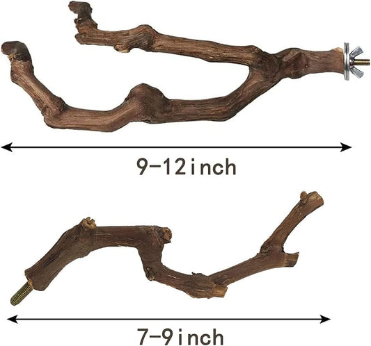 kathson Natural Parrot Perch Bird Stand Pole Wild Grape Stick Paw Grinding Fork - Image 2