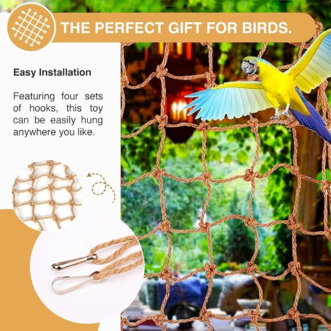 2 Packs Natural Bird Rope Net Parrot Swing Hammock - Image 4