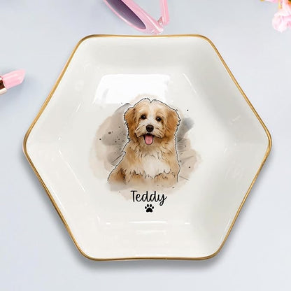 Custom Dog Cat Portrait Ring Dish, Personalized Pet Trinket Dish - Image 4