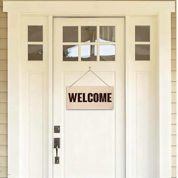 Welcome Sign for Front Door, Welcome Decor Wooden Hanging Sign for Wall Decor - Image 4