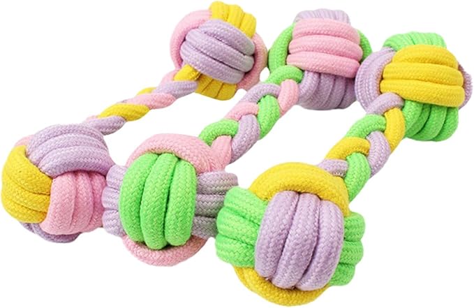 Candy Colored Rope Woven Toy, Durable Dumbbell Design Pet Teeth Grinding Mouth by Unknown