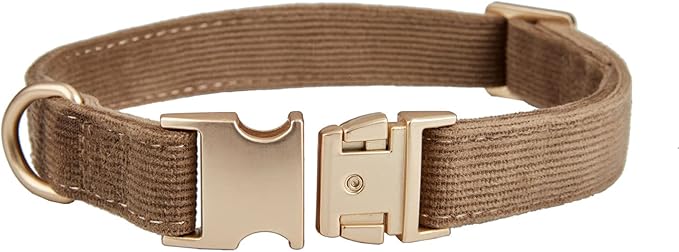 Soft Cotton Dog Collar with Metal Buckle Adjustable Heavy Duty Comfy Corduroy by YUDOTE