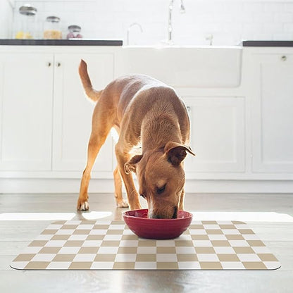 Checkered Dog Food Mat, Absorbent Leak-Proof Pet Feeding Mat, Quick Dry Cat - Image 5