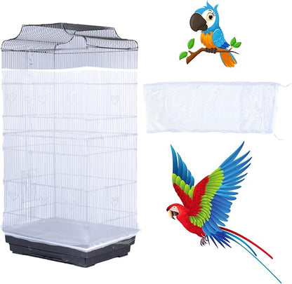 Bird Cage Seed Catcher, Large Airy Gauze Seeds Bird Cage Cover Guard Adjustable by AIMICOCA