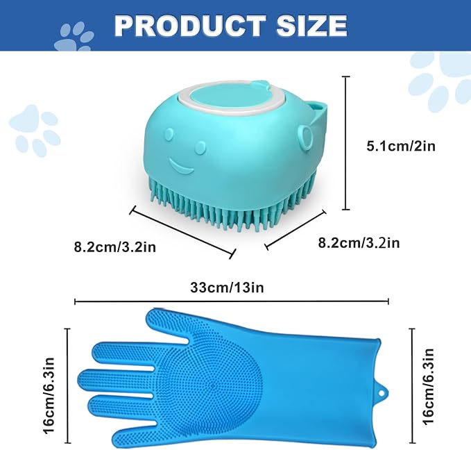 2PCS Dog Washing Gloves and Dog Shampoo Brush, Dog Bath Supplies Dog and Cat - Image 4