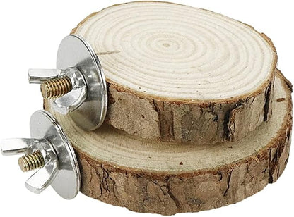 Wood Bird Perch Stand for Cage, Natural Round Wooden Parrot Platform Bird Perch - Image 9