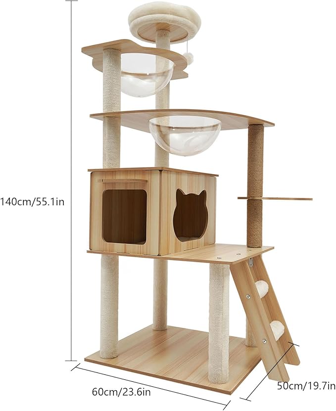 Wood Cat Tree, Modern 5-Tier Wooden Cat Tree, Wooden Tower - Image 2