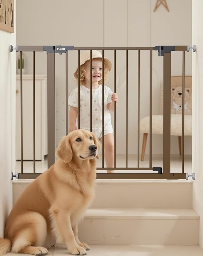 29.5-40.5" Baby Gate for Stairs, Dog Gate for Doorways, Walk Thru Auto Close by PLZOIT-Baby
