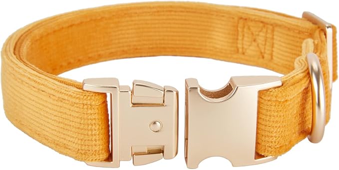 Soft Cotton Dog Collar with Metal Buckle Adjustable Heavy Duty Comfy Corduroy - Image 2