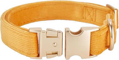 Soft Cotton Dog Collar with Metal Buckle Adjustable Heavy Duty Comfy Corduroy - Image 2
