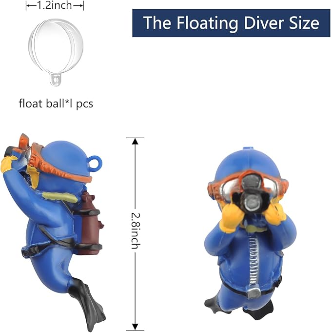 onesimcr Floating Fish Tank Decorations, Aquarium Decorations, Lovely Diver - Image 3