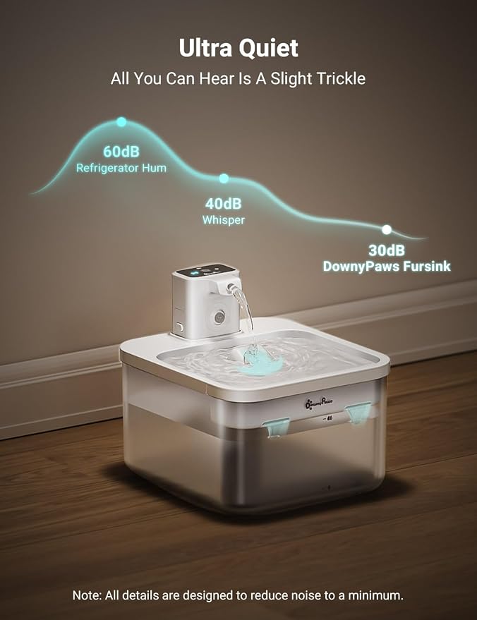DownyPaws Battery Operated Cat Water Fountain, 84oz/2.5L Fursink Wireless Pet - Image 8
