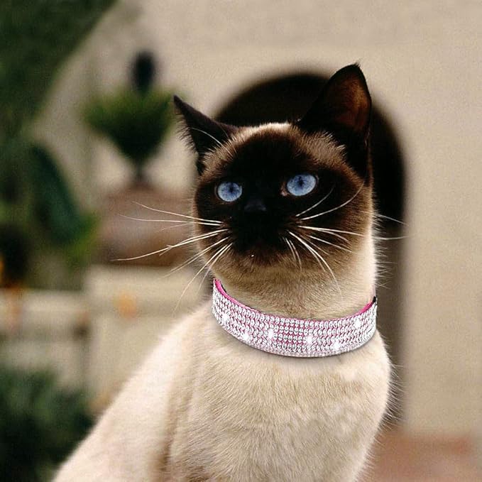 Cat Collars, Rhinestone for Girl Cats Bling Kitten Flower Adjustable Breakaway - Image 6